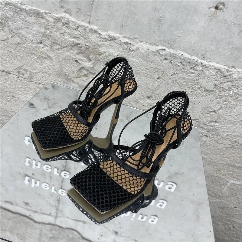 Pre Order:  Netted Tie Up Heels