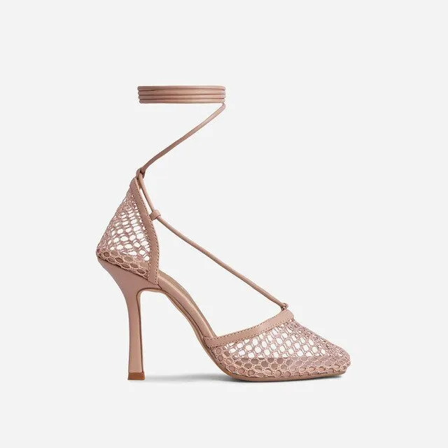 Pre Order:  Netted Tie Up Heels