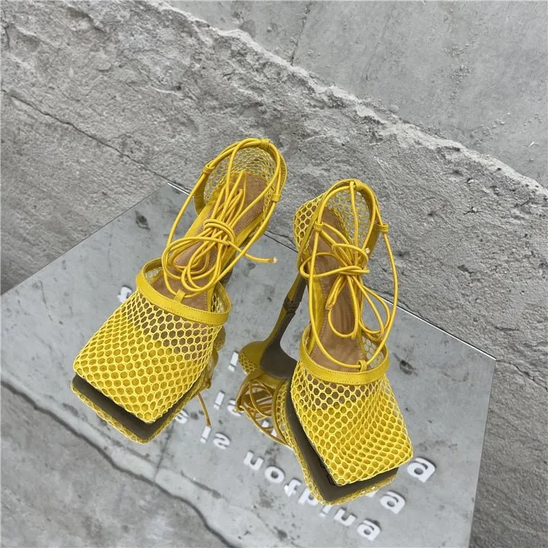 Pre Order:  Netted Tie Up Heels