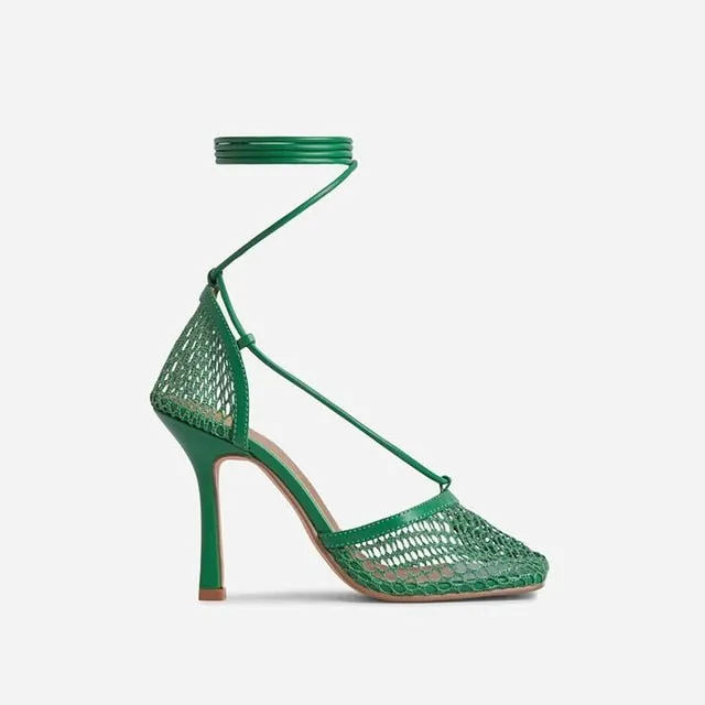 Pre Order:  Netted Tie Up Heels