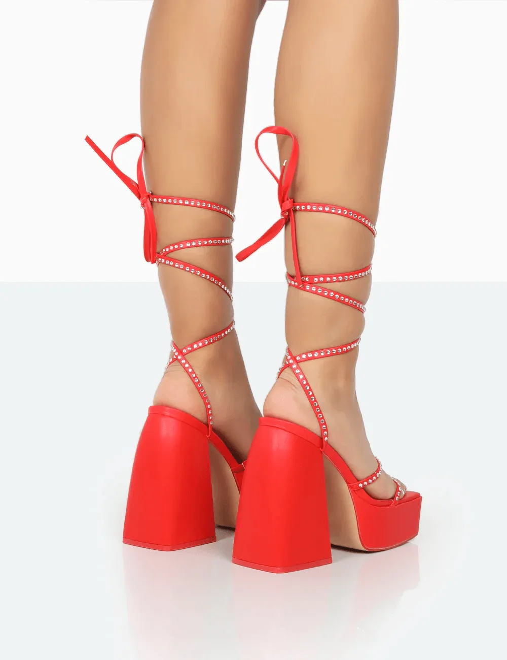 PUBLIC DESIRE - HELENA RED GRAIN PU HEELS