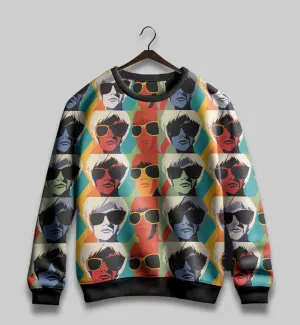 Retro Chic: Vintage Feminine Visage All-Over Print Sweatshirt