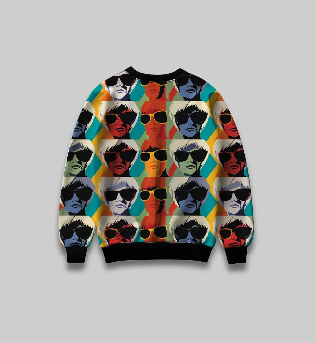 Retro Chic: Vintage Feminine Visage All-Over Print Sweatshirt