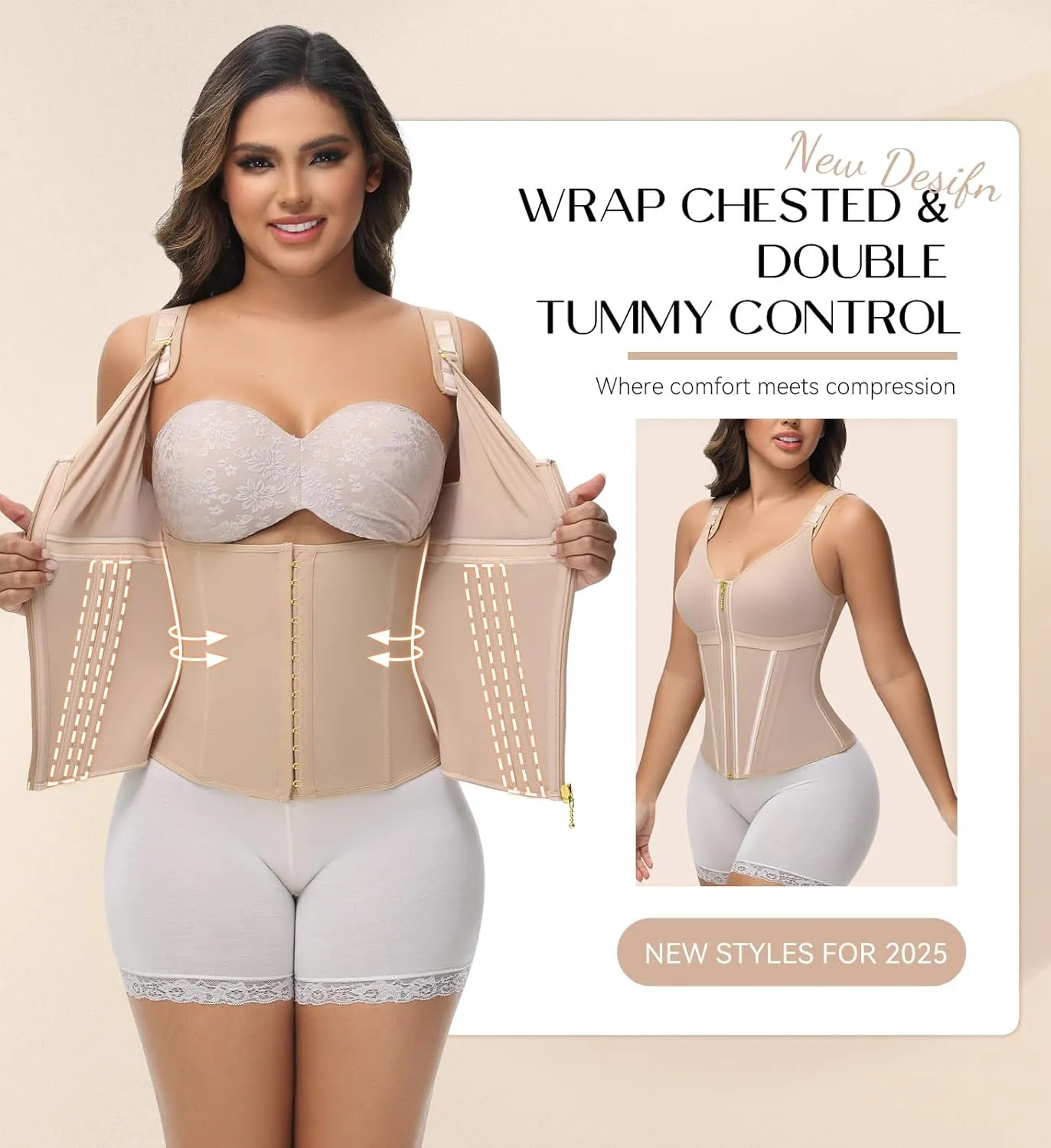 SHAPSHE Waist Trainer Corset for Women Tummy Control Sport Workout Body Shaper Vest for Women Postpartum Gym Zipper and Hooks