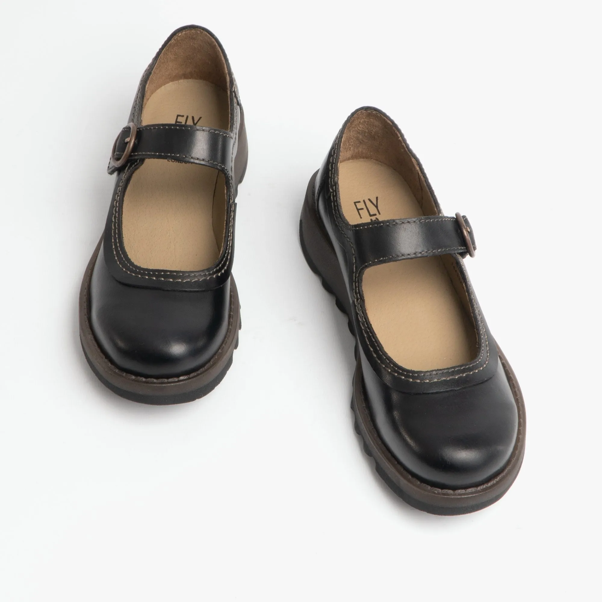 SIKO K Girls Leather Buckle Mary Jane Shoes Black