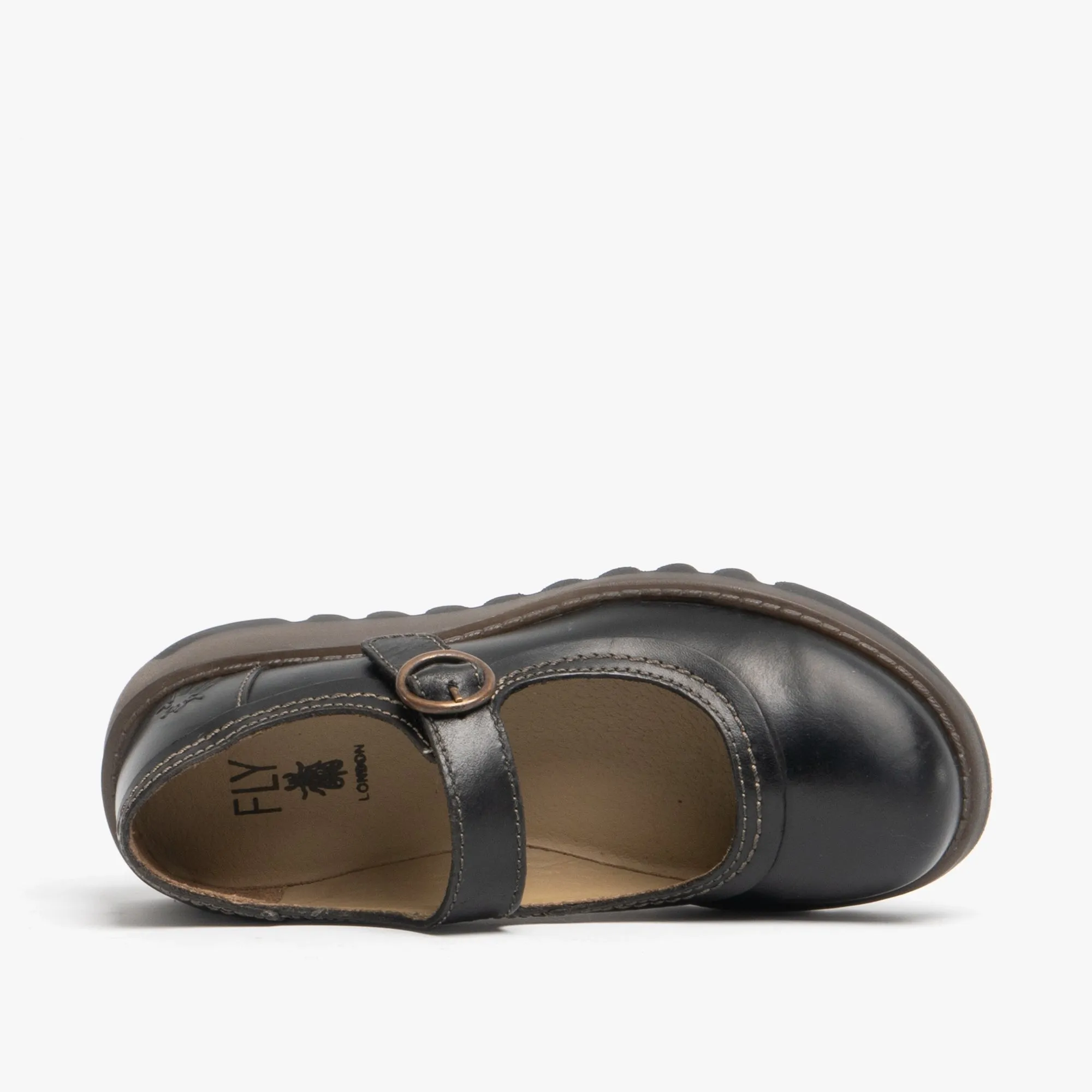 SIKO K Girls Leather Buckle Mary Jane Shoes Black
