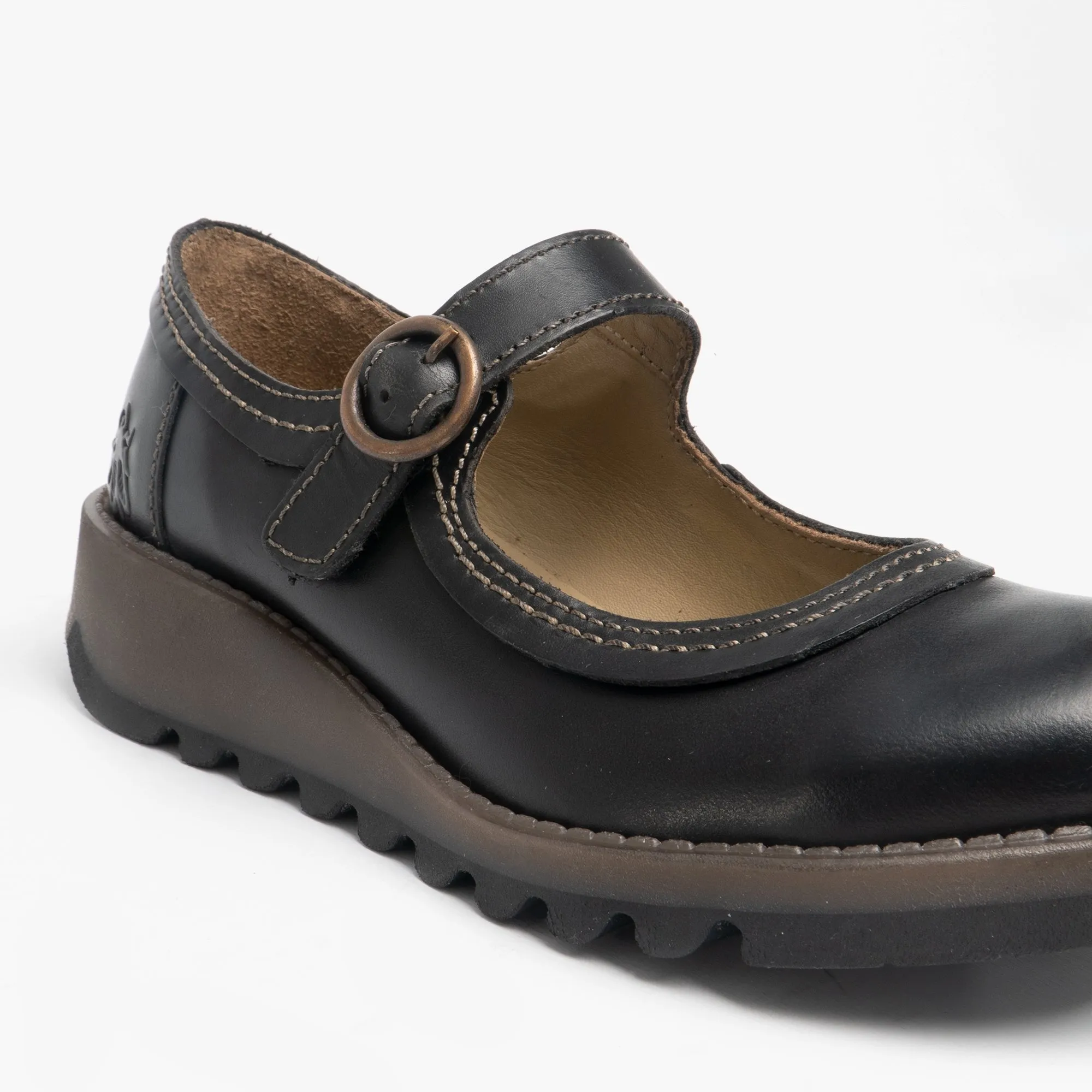 SIKO K Girls Leather Buckle Mary Jane Shoes Black