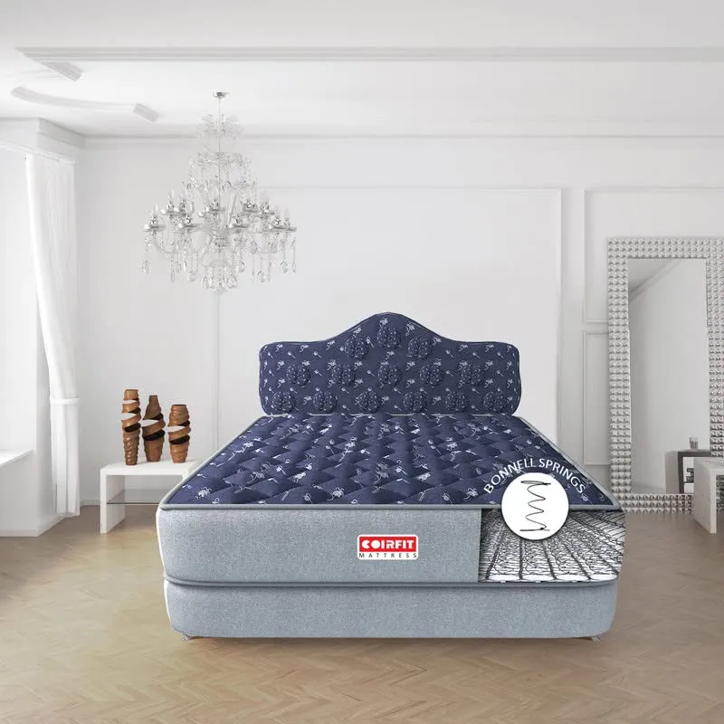 SLEEPSPA by COIRFIT Euphoria Normal Top 6 Inch Single Size Bonnell Spring Mattress with 6 Year Warranty | Orthopedic Pro - Doctor Recommended | Pressure Relieving | PU Foam for Support (Blue,72x42x6)