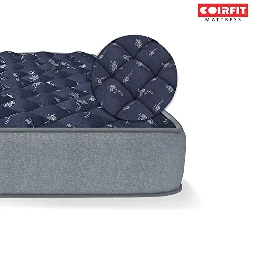 SLEEPSPA by COIRFIT Euphoria Normal Top 8 Inch King Size Bonnell Spring Mattress with 6 Year Warranty | Orthopedic Pro - Doctor Recommended | Pressure Relieving | PU Foam for Support (Blue,75X72X8)