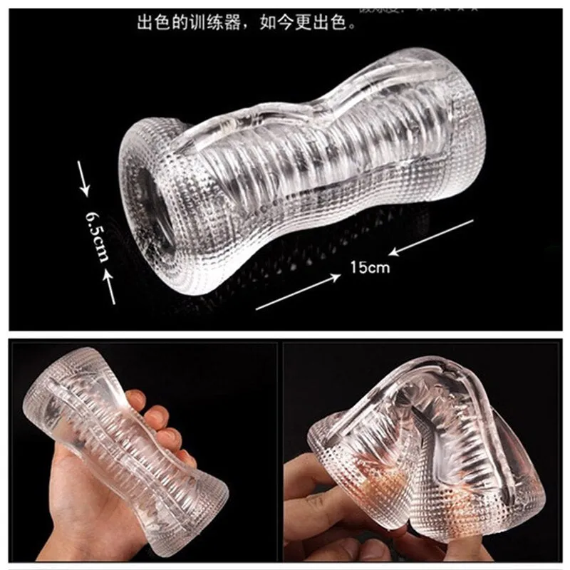Soft TPE Transparent Pocket Pussy Real Vagina Elastic Jelly Blowjob Male Masturbator Delay Train Sex Machine Sex Toys for Man