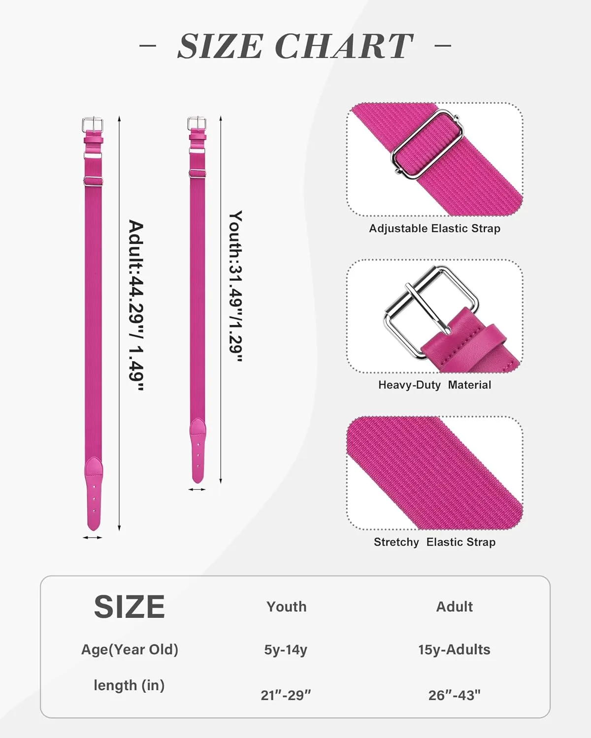 Stelle Baseball/Softball/Fastpitch Belt Girls Sports Elastic Adjustable Boys Uniform Belts Youth and Adult Sizes