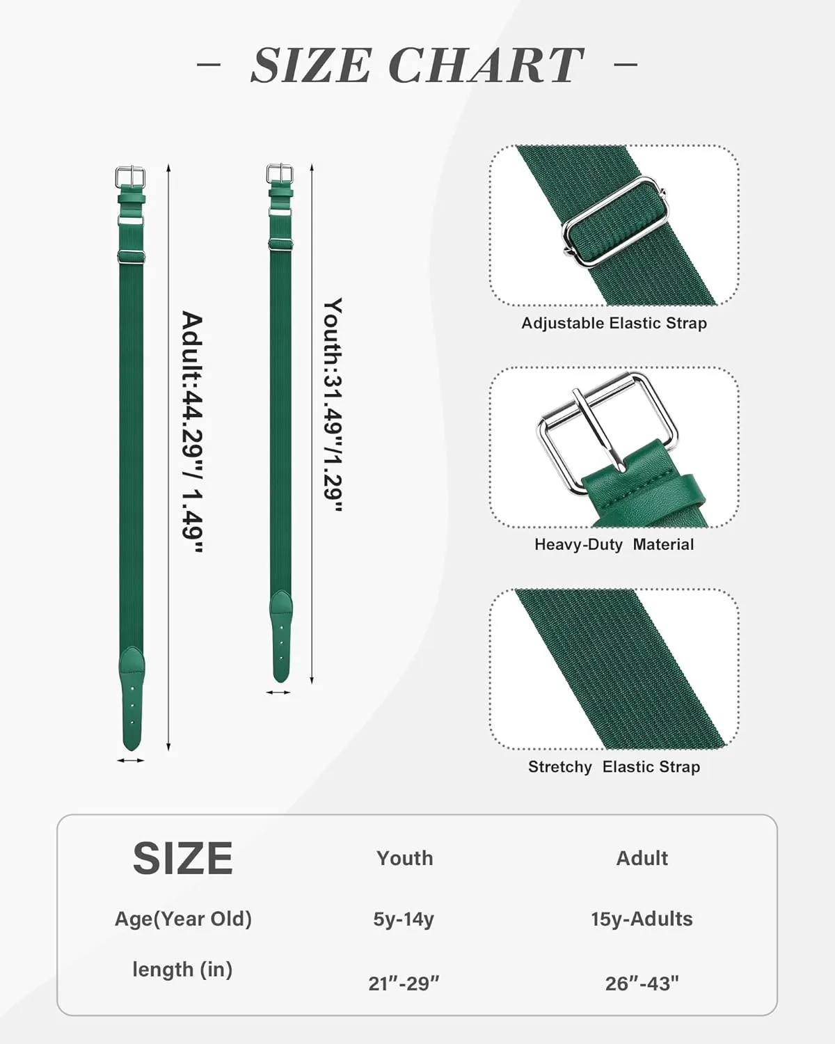 Stelle Baseball/Softball/Fastpitch Belt Girls Sports Elastic Adjustable Boys Uniform Belts Youth and Adult Sizes