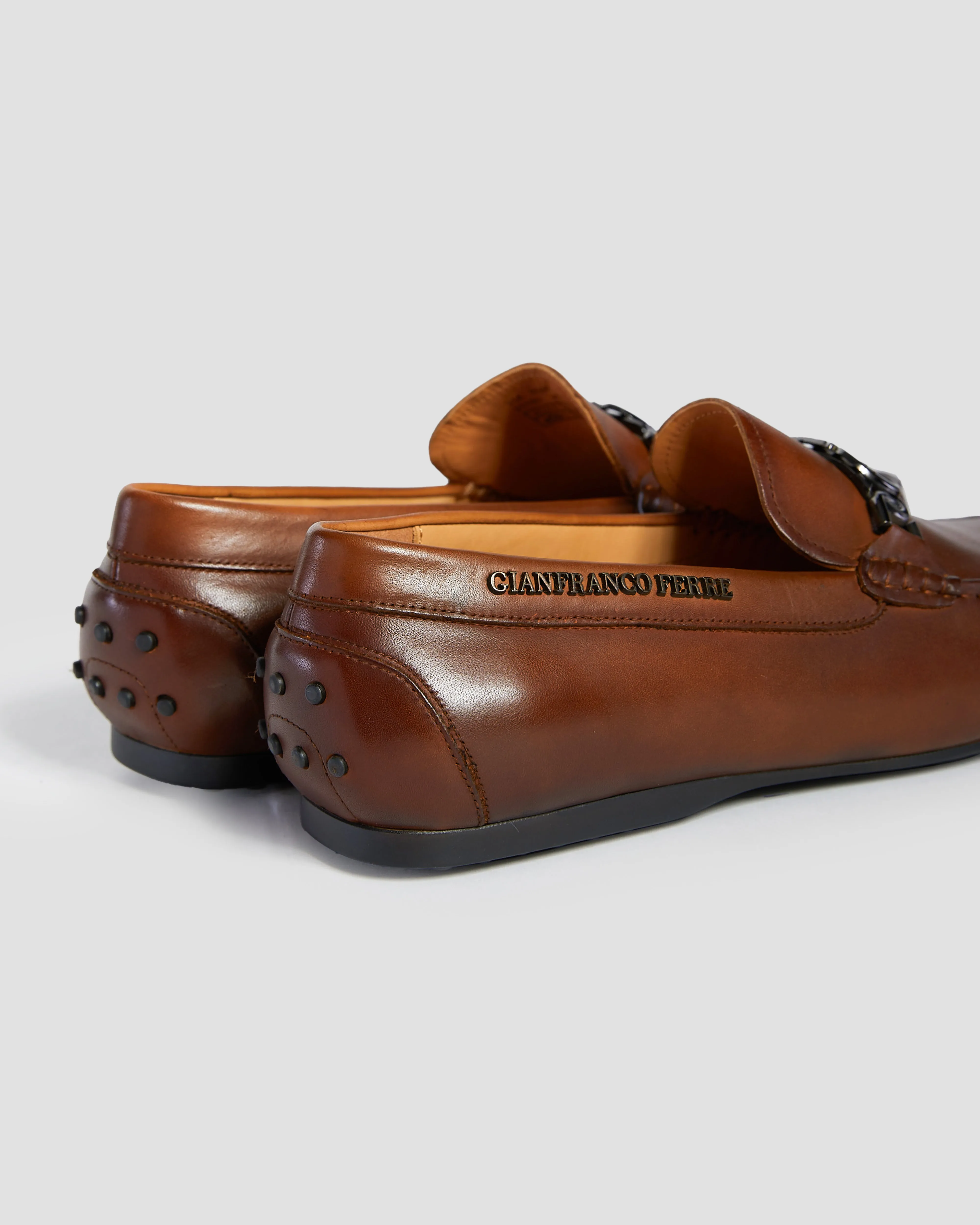 Studded Monogram Embellished Moccasins