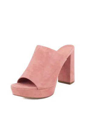Suede High Heel Peep Toe 110mm Mule - Blush