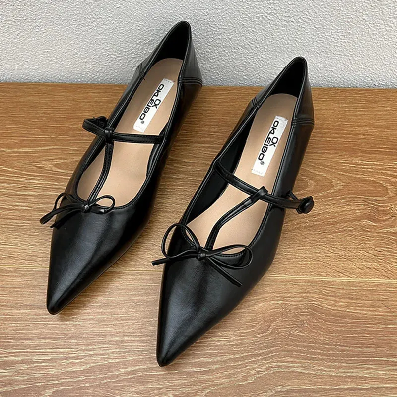 TAVIMART  -  Autumn Women Flat Shoes Fashion Pointed Toe Shallow Slip On Pointed Ladies Dress Elegant Ballerinas Shoes Soft Mary Jane