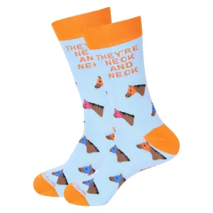 They're Neck and Neck Blue Socks