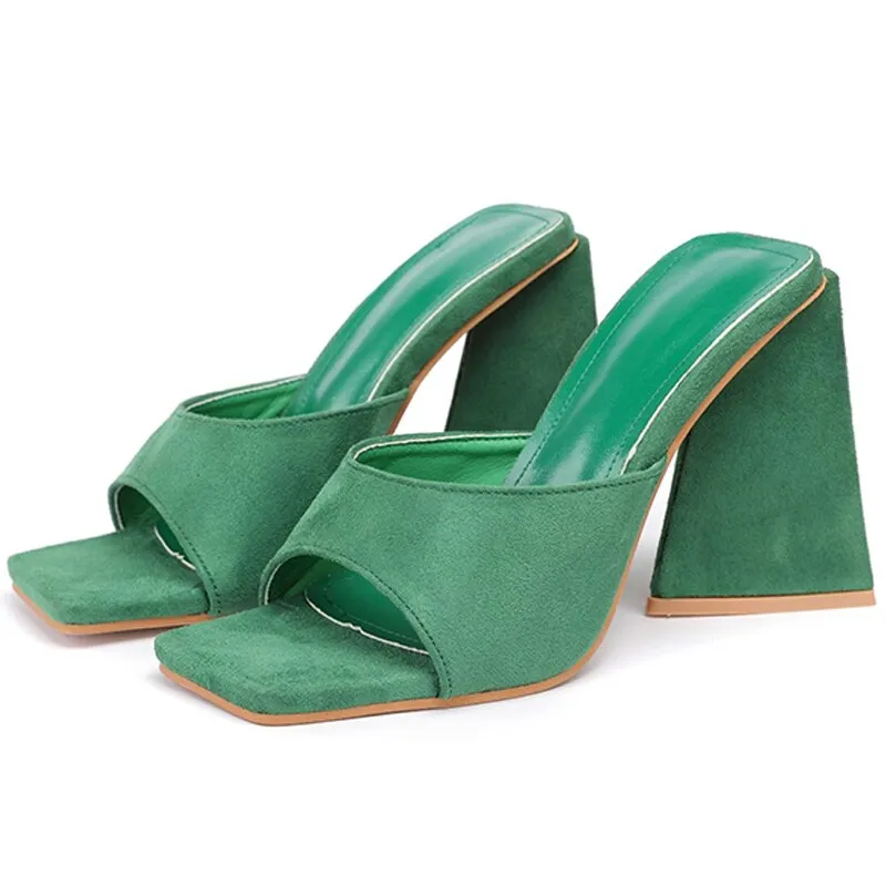Triangle High Heels Summer Sandals For Women   New Fashion Ladies Party Shoes Wedding PU Back Strap Female Dress Sandals