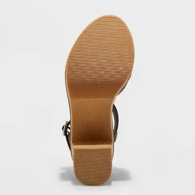 Universal Thread Women's Chunky Block High Heel Sandals Ankle Strap Memory Foam