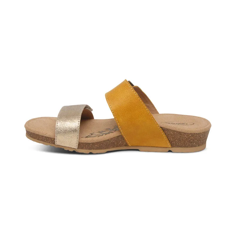 WOMEN'S AETREX DAISY ADJUSTABLE SLIDE | SUNFLOWER