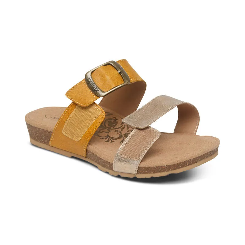 WOMEN'S AETREX DAISY ADJUSTABLE SLIDE | SUNFLOWER