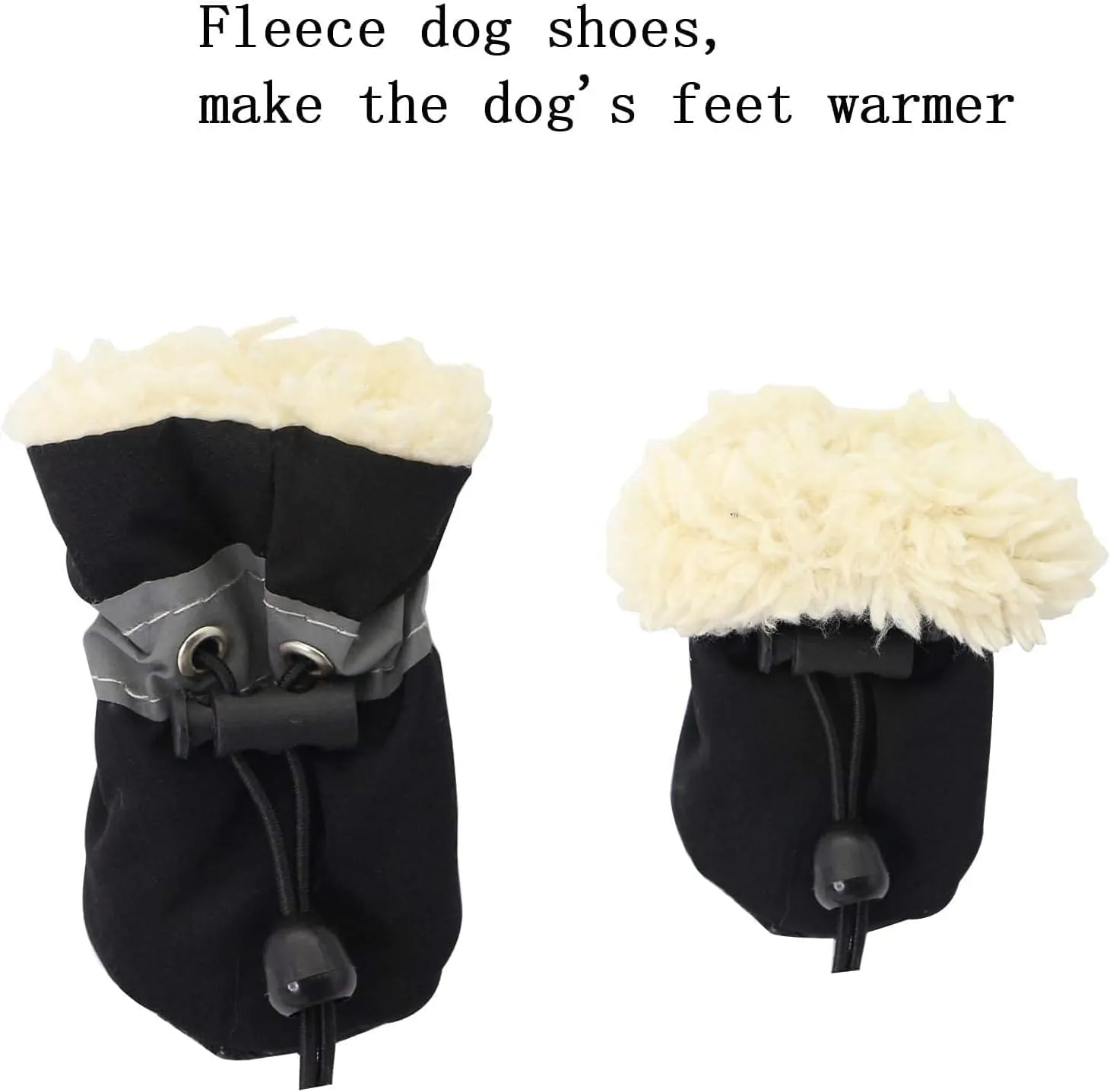 YAODHAOD Dog Shoes for Winter, Dog Boots & Paw Protectors, Fleece Warm Snow Booties for Puppy with Reflective Strip Anti-Slip Rubber Sole for Small Medium Size Dogs,Size 3: 1.5"x1.3" (L*W),Black